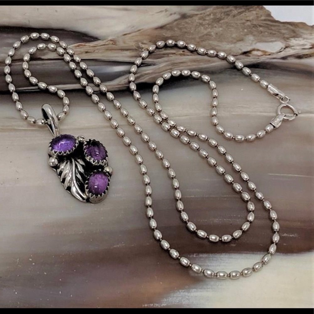 925 Vintage Amethyst Set- Necklace, Earring & Pendant